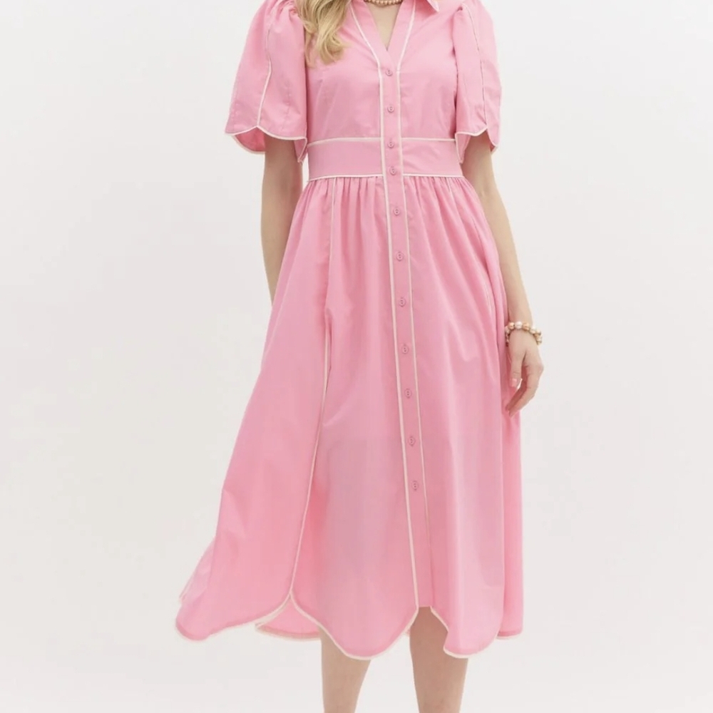 Elegant Pink Button-Down Dress